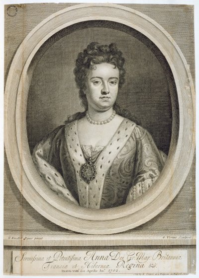Regina Anna (1665-1714), inciso da George Vertue (1684-1756), 1702 da Godfrey Kneller
